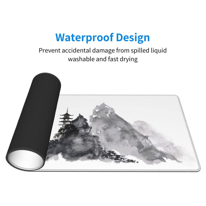 Yilad Watercolor Japanese Samurai Bushido Gaming Mouse Pad XL  Non Slip Rubber Base Mousepad  Stitched Edges Desk Pad  Extended Large Mice Pad 31.5 X 11.8 Inch - Image 5